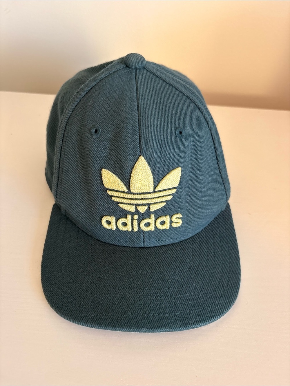 adidas Kids Teal Cap with Yellow Trefoil